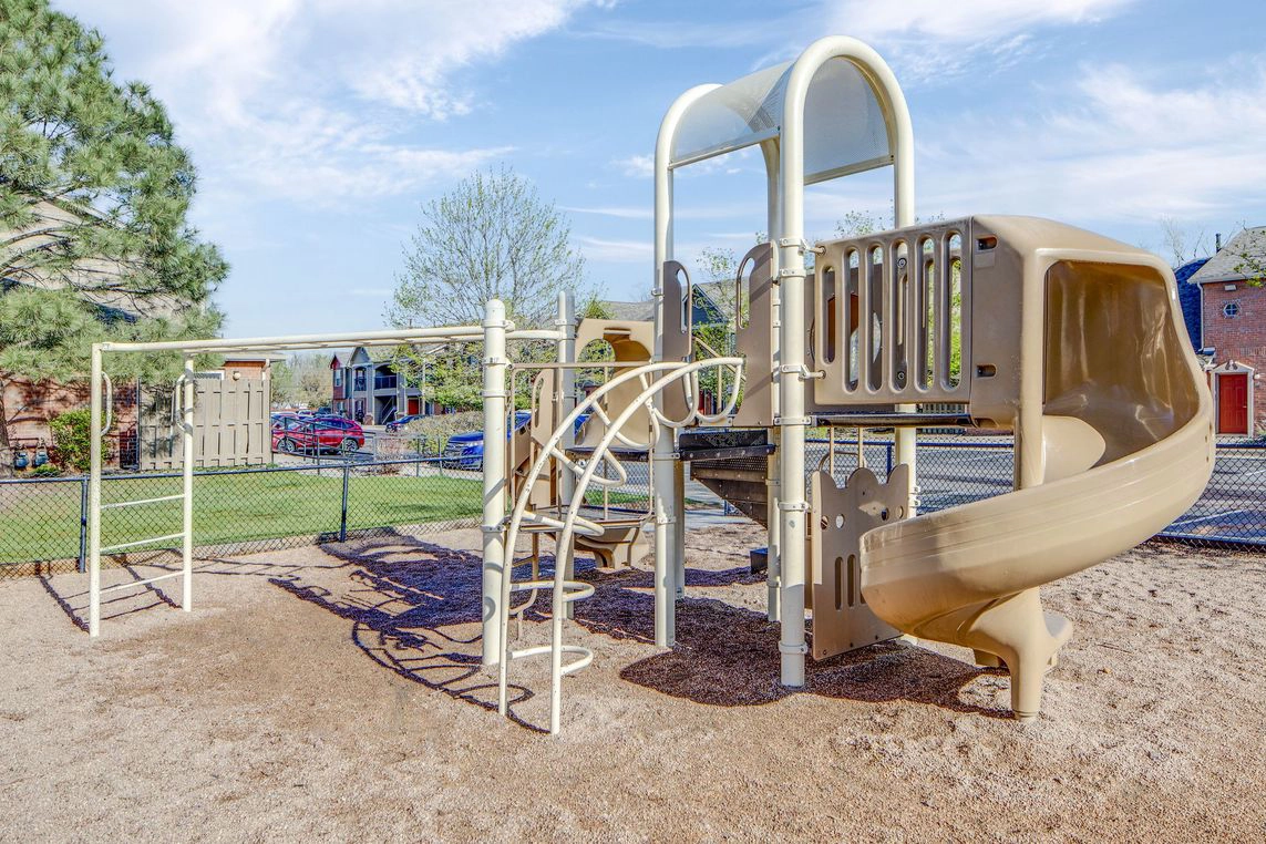 Kids playground with climbing and slides